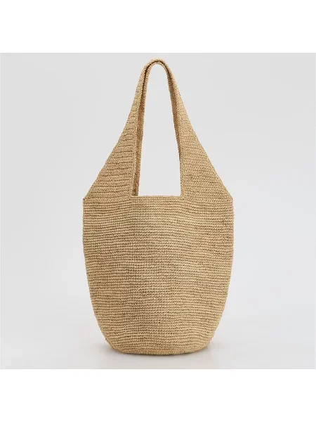 Reserved Kabelka tote bag z rafie béžová