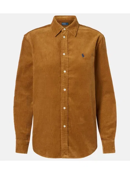 Cămașă Polo Ralph Lauren de catifea cord maro