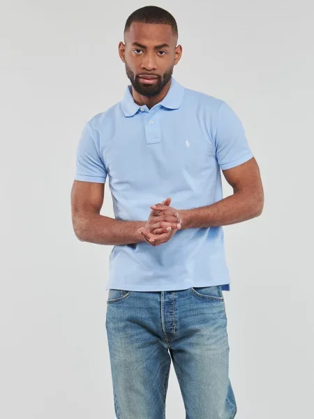 Polo Ralph Lauren polo majica za muškarce od pamuka plava