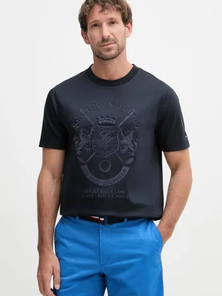 Tommy Hilfiger kratka majica z bombažem modra