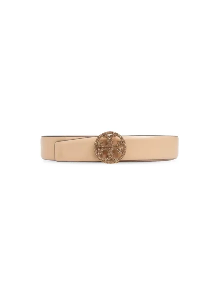 Pasek Tory Burch skórzany beżowy