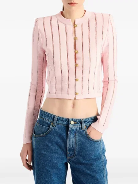 Decupat cardigan Balmain tricotate roz