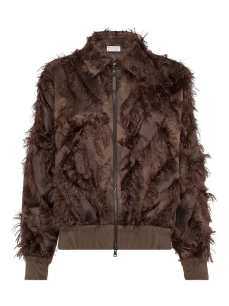 Kurtka bomber Brunello Cucinelli w piórka brązowy