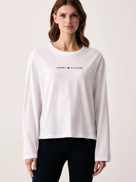 Tommy Hilfiger tričko s dlouhým rukávem bílé