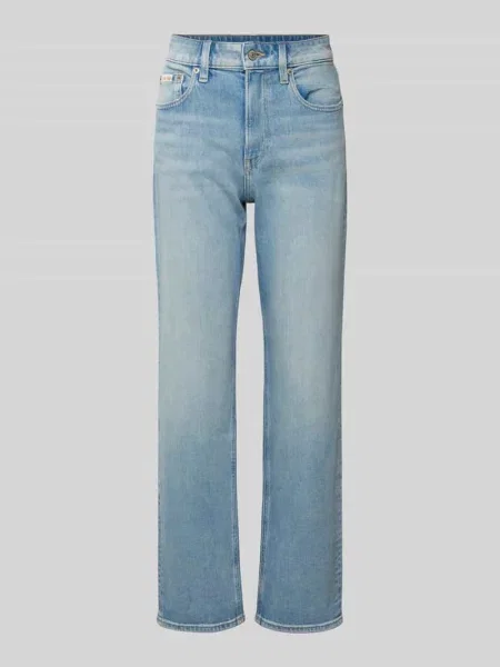 Jeansy z wysokim stanem o kroju straight fit z detalem z logo Calvin Klein Jeans niebieskie