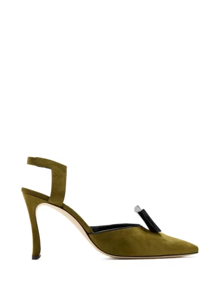 Pantofi cu toc Manolo Blahnik cu cataramă verde