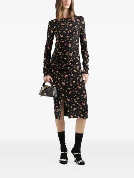 Φλοράλ κοστούμι μάξι φόρεμα Dolce & Gabbana με μήκος μέχρι το γόνατο μαύρο