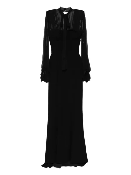 Rochie maxi Silk Love & Lace de mătase lungă de costum negru