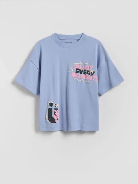 Reserved Tricou din cu imprimeu albastru-pal albastru