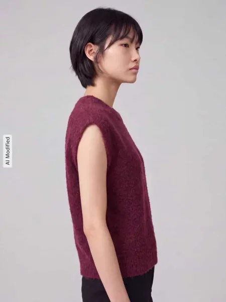 Bezrękawnik o kroju relaxed fit z mieszanki wełny model LULU' Selected