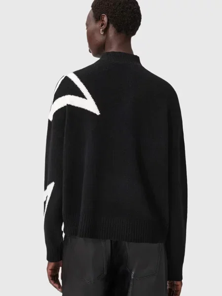AllSaints sweter z domieszką wełny A STAR czarny