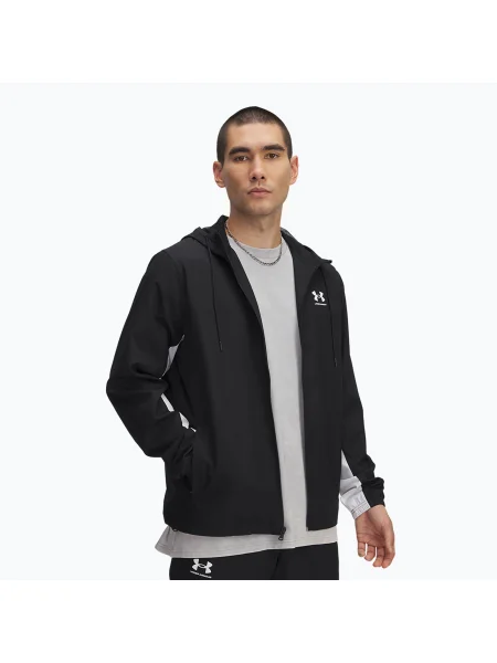 Jachetă Under Armour Rival Woven Windbreaker pentru bărbați negru/negru/alb alb