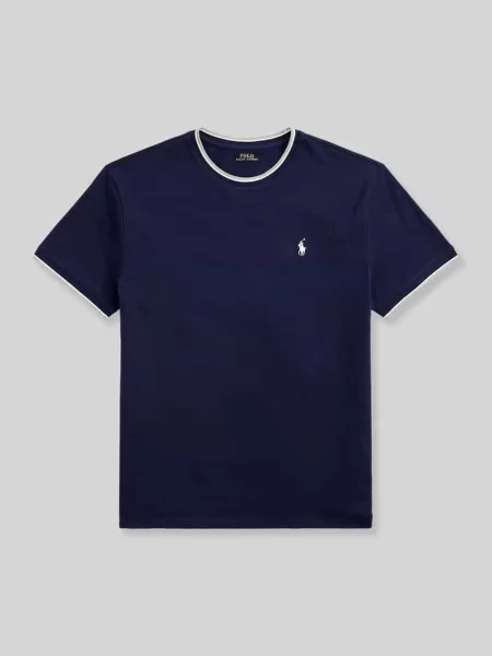 Polo Ralph Lauren Koszulki Mężczyzna Niebieski L Ribbed Crewneck T-Shirt granatowa