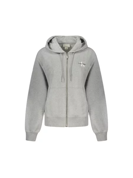 Calvin Klein Jeans bluza z kapturem z nadrukiem szary