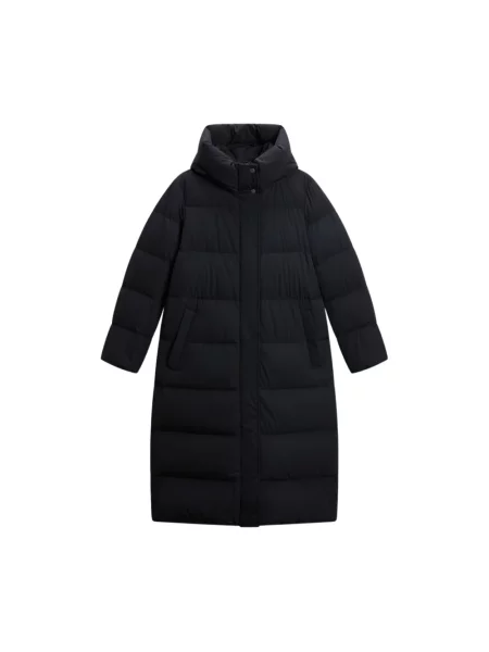 Długi płaszcz Woolrich pikowany czarny