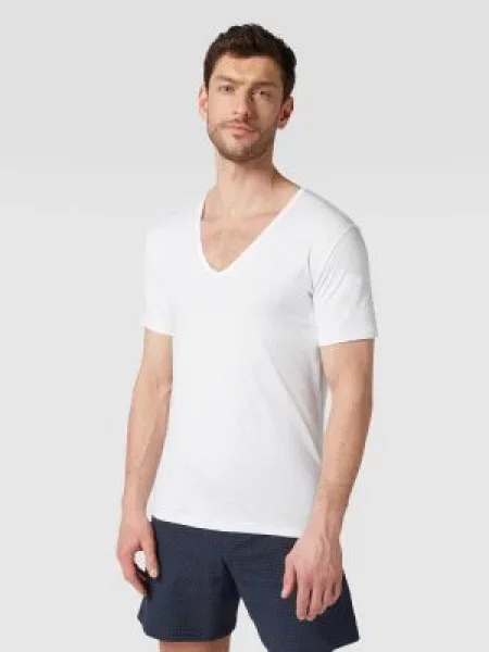 T-shirt z dodatkiem streczu model ‘Das Drunterhemd’ Mey biała
