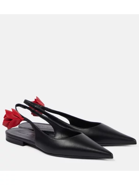 Balerini Magda Butrym din piele cu model floral slingback negru