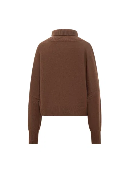 Sweter Loulou Studio wełniany ze stójką brązowy