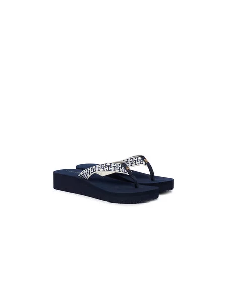 Šlepetės per pirštą Tommy Hilfiger Mono Wedge Summer Sandal Tamsiai mėlyna