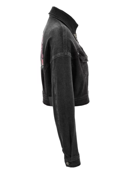 Geacă de blugi Versace Jeans Couture cu broderie negru