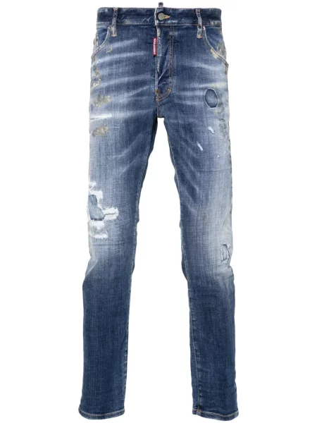 Skinny fit traperice Dsquared2 s izrezima plava