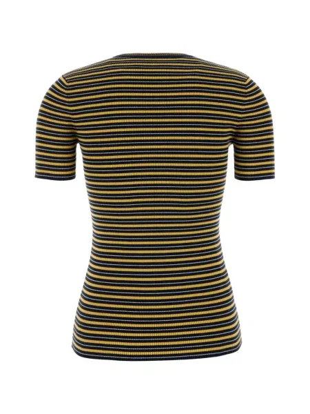 Tricou Prada cu broderie cu dungi albastru