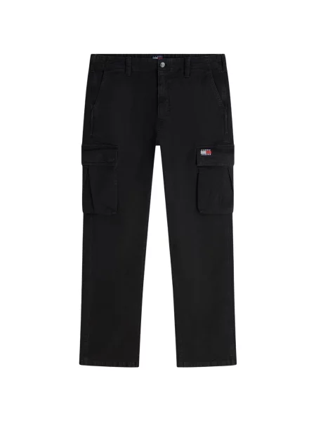 Pantaloni Tommy Hilfiger din canvas negru