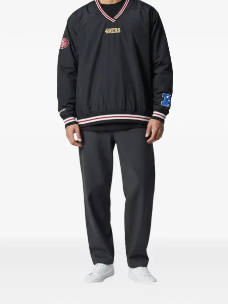 Džemper Mitchell & Ness s V-izrezom s autogramom crna