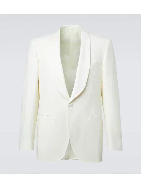 Volnena obleka ukrojena obleka Canali bela