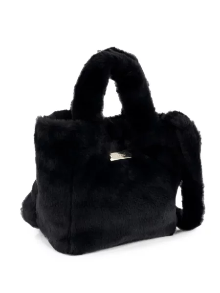 Geantă shopper Herno cu blană negru