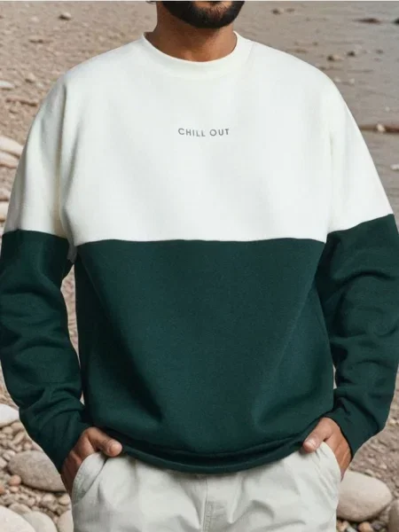 Sinsay Bluza crewneck z bawełną zielony