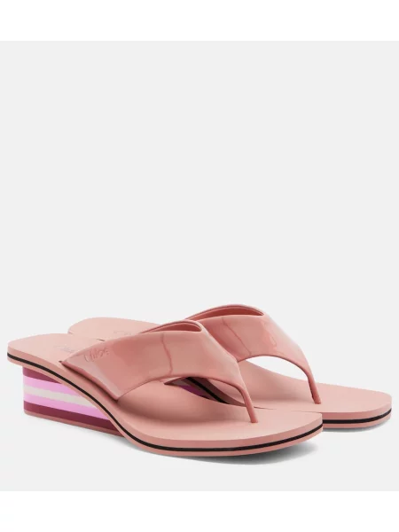 Chiloți tanga Chloé din piele cu pană roz