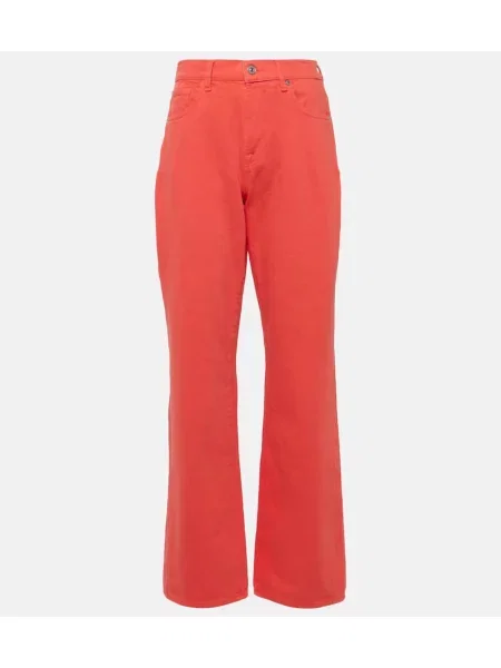 Blugi drepți 7 For All Mankind cu talie înaltă roșu