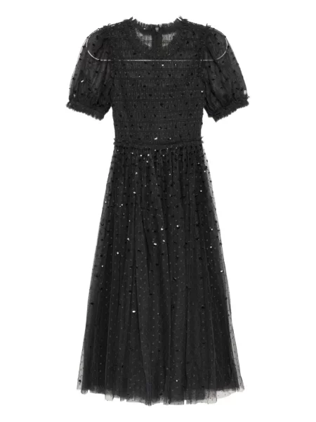 Oblekové midi šaty Needle & Thread po kolena černé