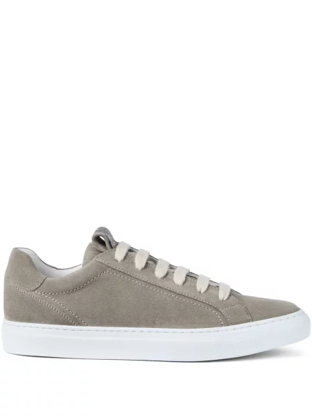 Sneakerși Brunello Cucinelli din piele de căprioară verde