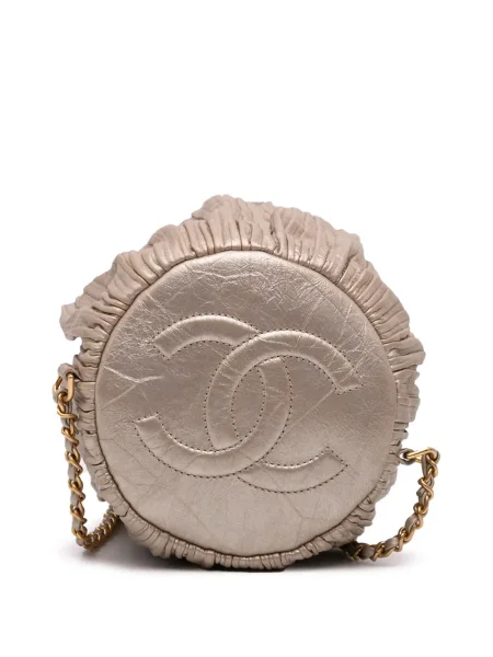 Plisovaný stahovací šňůrka batoh Chanel Pre-owned zlatý