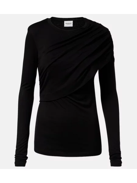 Top Marant Etoile din jerseu drapat negru