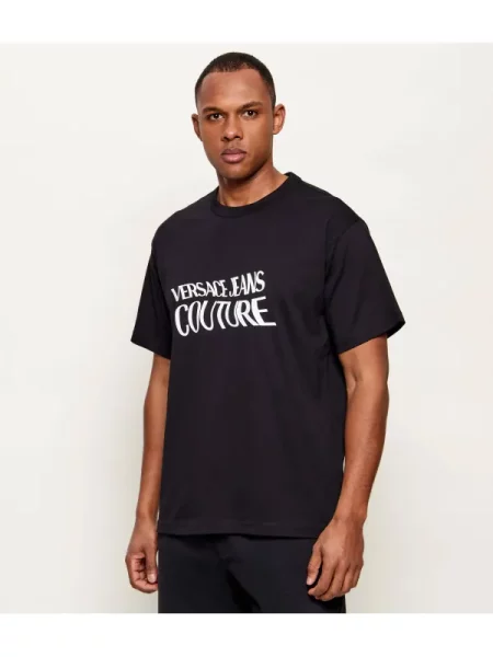 Versace Jeans Couture Tricou LOGO LIQUIFY PATEN negru