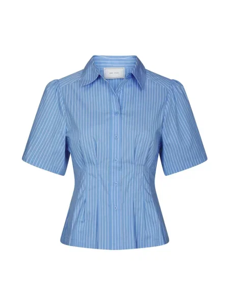 Neo Noir Bluzki i koszule Kobieta Niebieski Balara Stripe Poplin Shirt biała