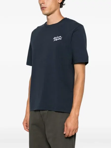 Tricou Maison Kitsune cu autograf albastru