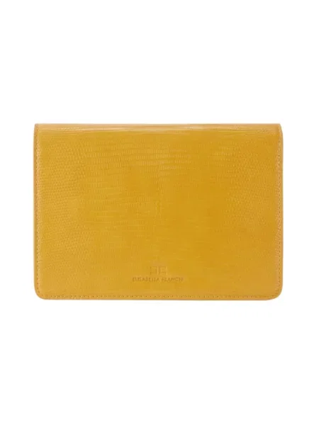 Torebka crossbody Elisabetta Franchi z logo skórzana żółta