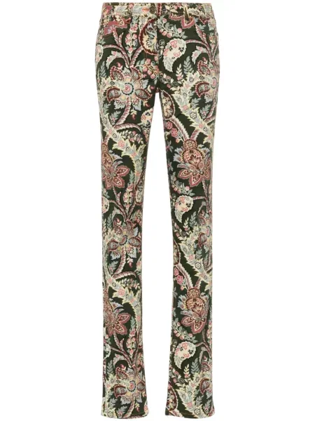 Jeansy Etro z nadrukiem z wzorem paisley zielone