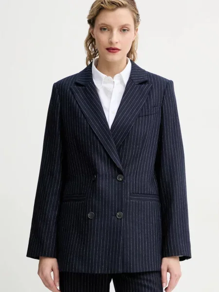 A.P.C. geaca de lana veste lucy marin cu doua randuri de modelator albastru