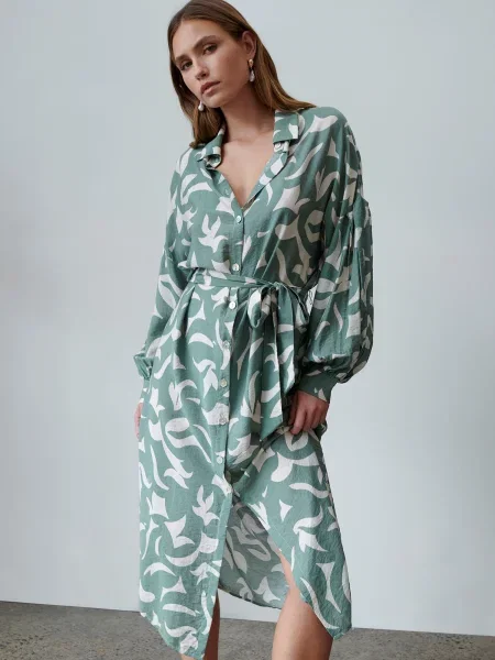 St MRLO Dolga srajca Birmingham kremna / smaragd