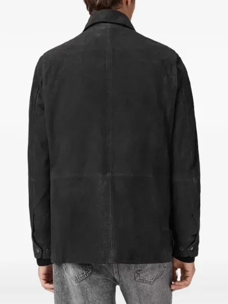 Kaput Allsaints od brušene kože crna