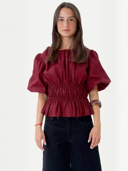 TEESHOPPEN Top Valentina burgundy roșu