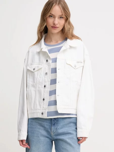 Bunda Calvin Klein Jeans oversize bílá