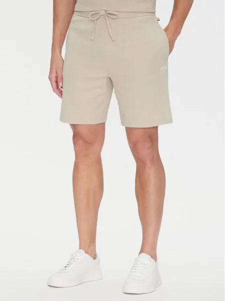 Szorty o kroju regular fit z fakturowanym wzorem Boss beżowe