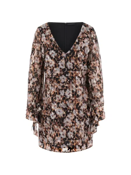Rochie mini Guess cu decolteu în V maro