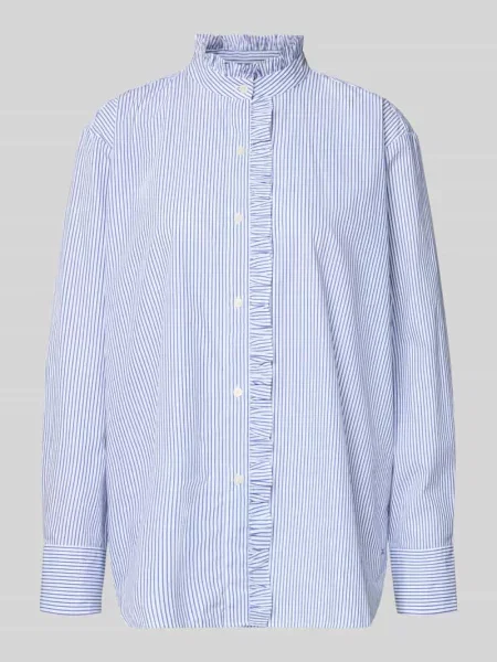 Bluzka koszulowa o kroju relaxed fit z czystej bawełny Tommy Hilfiger niebieska